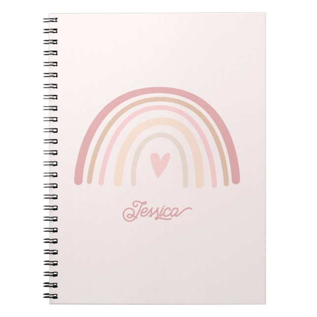 Boho Beige Blush Regenbogen Notizblock (Vorderseite)