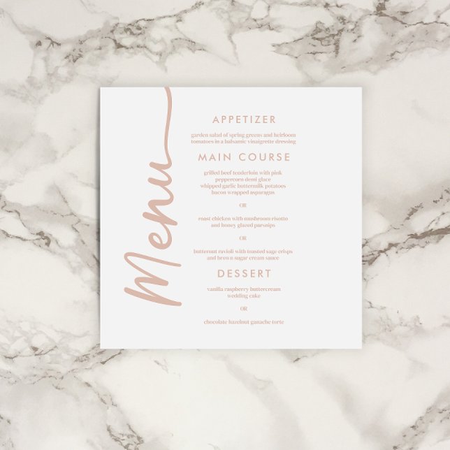 Boho Beige + Brown Terracotta Trendy Wedding Menu Einladung (Von Creator hochgeladen)