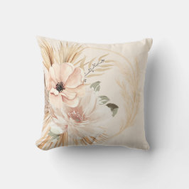 Boho Beige Brown Wasserfarben Blume Palms Kissen