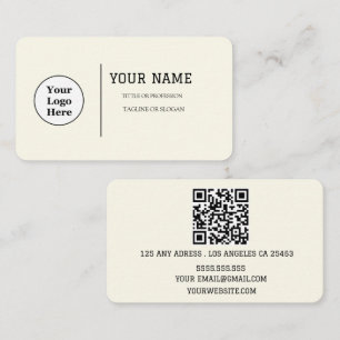 Boho Beige Calligraphy Script QR-Code Visitenkarte