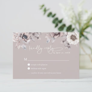 Boho Beige & Dusty Mauve RSVP Hochzeitskarte Einladung