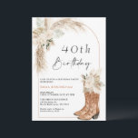 Boho Beige Floral Boots 40. Geburtstag Einladung<br><div class="desc">Moderne Boho Beige Blumenstiefel 40. Geburtstag Einladung Jegliche uralte Einladung mit Cowgirl Stiefeln,  schöne beige Blumenarrangements,  moderne Kalligraphie und gewölbte Form. Ideal für jemanden,  der nach einer farbenfrohen böhmischen Western-Geburtstagseinladung sucht.</div>