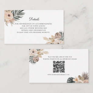 Boho Beige Floral Wedding Details Umschließungskar Begleitkarte