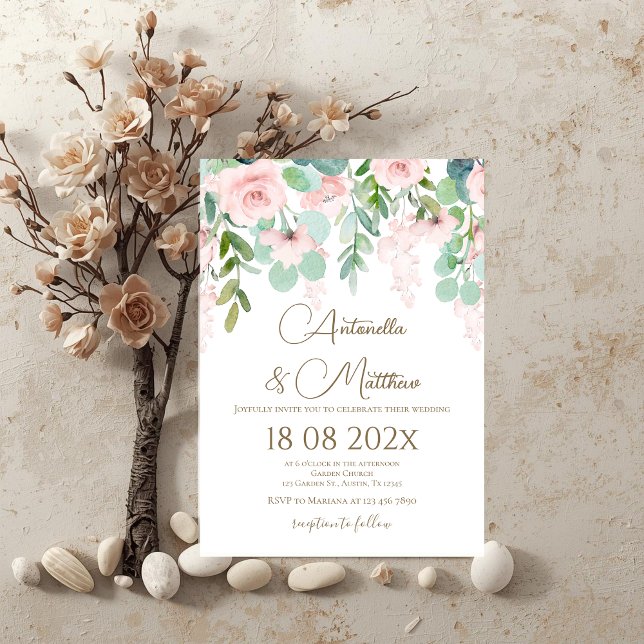 Boho beige floral wedding einladung (Von Creator hochgeladen)
