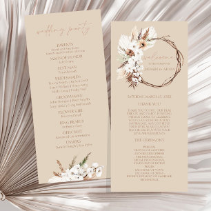Boho Beige Floral Wreath Programme de mariage