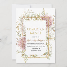 Boho Beige Floweser Gold Aquarell Abschluss br Einladung