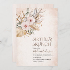 Boho Beige Floweser Wasserfarbe Geburtstagsbrunch Einladung