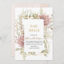 Boho Beige Flowsse Goldwasser-Farbe Babydusche