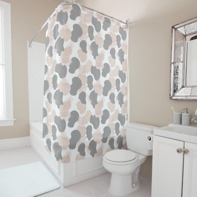 Boho Beige Gray Abstrakt Duschvorhang (Beispiel)