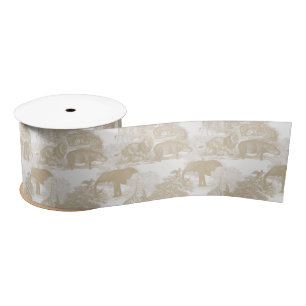 Boho Beige Jungle Animals Safari Chinoiserie Satinband
