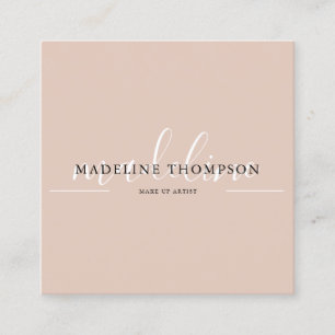 Boho Beige Kalligrafie-Script-QR-Code Quadratische Visitenkarte