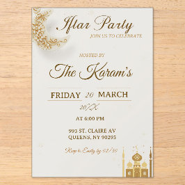Boho Beige Minimalist Moschee Ramadan Iftar-Party Acryleinladungen