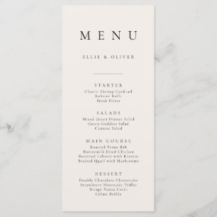 Boho Beige Minimaliste Simple Plat Menu
