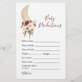 Boho Beige Moon Baby Shower Predication