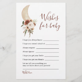 Boho Beige Moon Babydusche wünscht sich ein Baby