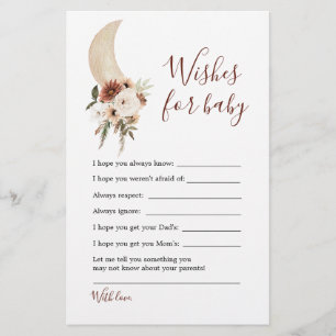 Boho Beige Moon Babydusche wünscht sich ein Baby