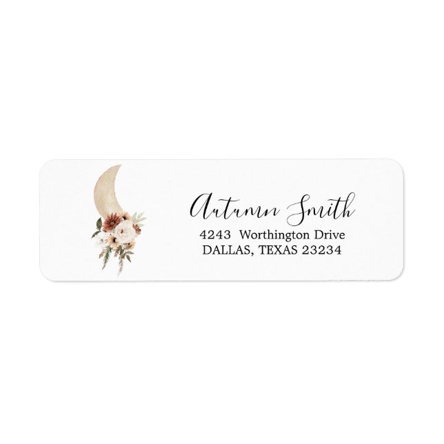 Boho Beige Moon Floral Baby Showmarke (Vorne)