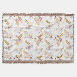 Boho Beige, Pampas Gras Terrakotta Aquarell We Decke