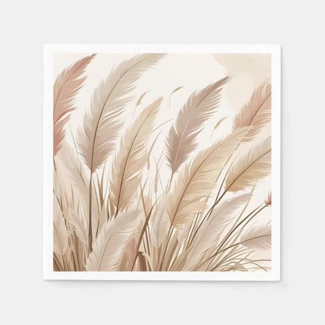 Boho Beige Pampas Grass Wedding Serviette (Vorderseite)