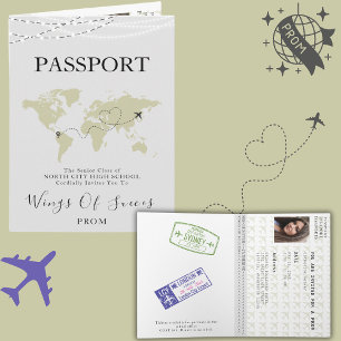 Boho Beige Passeport Voyage Bal de Promo Carte du
