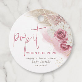 Boho Beige Rose Rosa Pop It Baby Dusche Geschenkanhänger