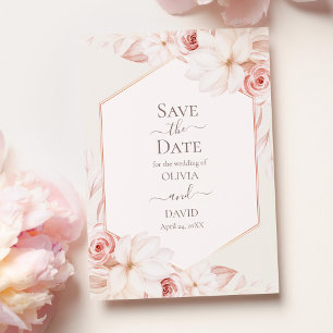 Boho Beige und Rosen Save the Date Einladung