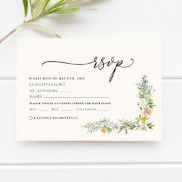 Boho Beige Wildblume Wedding RSVP Card