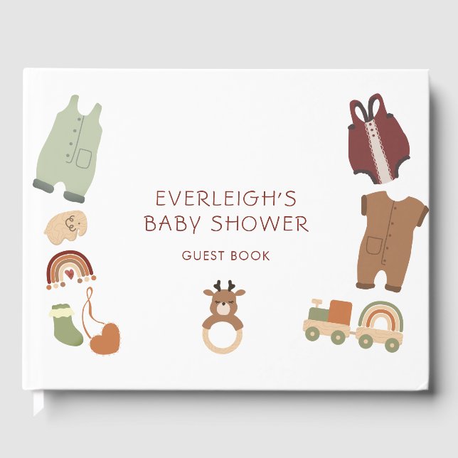 Boho Bekleidung Toys Boy Baby Dusche Gästebuch (Vorderseite)