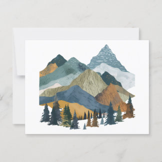 Boho Berglandschaft mit Pine Trees Design Postkarte