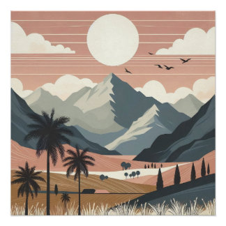 Boho-Berglandschaft-Wandkunst Poster
