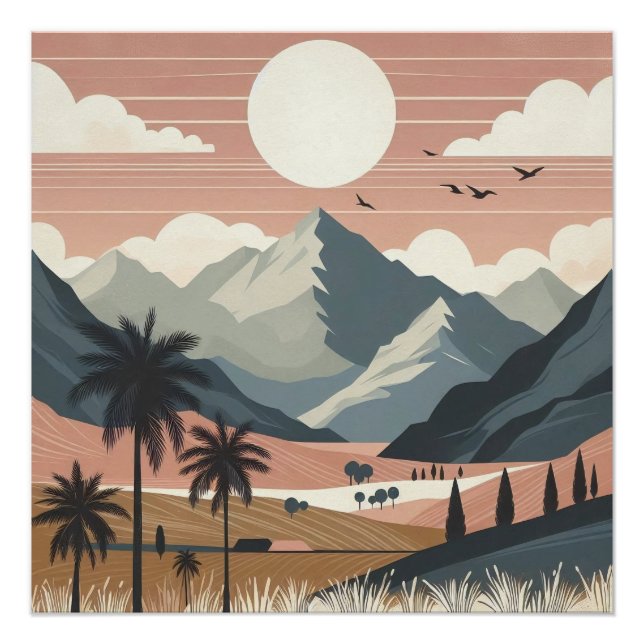 Boho-Berglandschaft-Wandkunst Poster (Vorderseite)