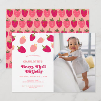Boho Berry First Birthday Foto Einladung