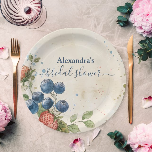 Boho Berry Sweet Strawberry Brautparty Pappteller (Von Creator hochgeladen)