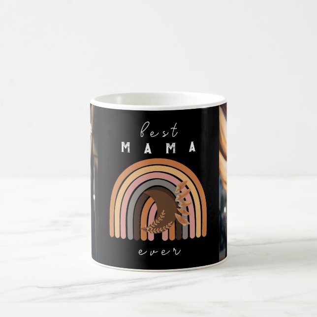 Boho Best Mom Ever Modern Photo Fête des mères Mug (Centre)