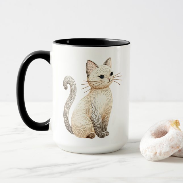 Boho bestickte neutrale Kitt auf Tasse (Mit Donut)