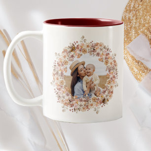 Boho-Biene-Aquarell-Wildblumen-individualisiertes- Zweifarbige Tasse