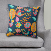 Boho Birds Trees Blume Folk Art Pattern