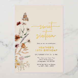 Boho Birthday Foil Einladung