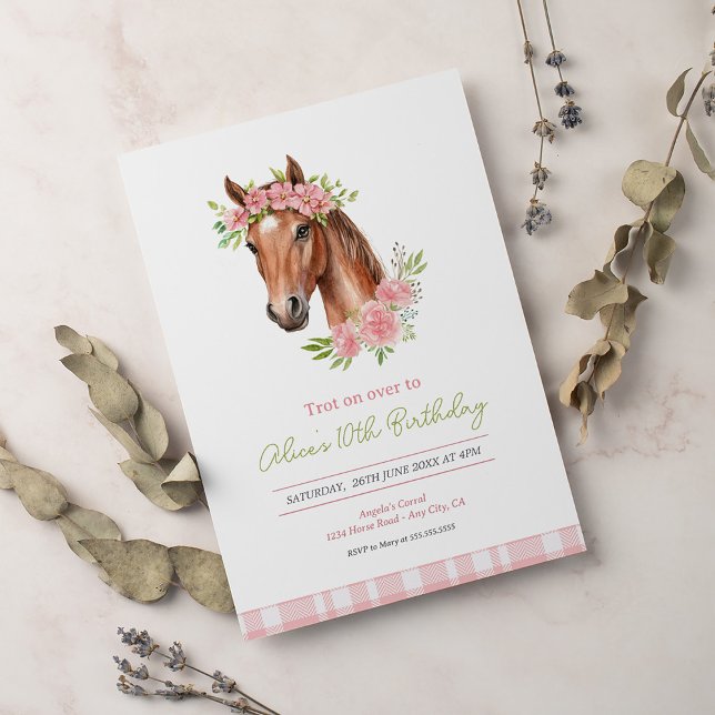 Boho Birthday Party mit Garland Horse Einladung (Von Creator hochgeladen)