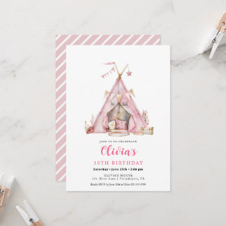 Boho Birthday Teen Girl Slumber Party Einladung