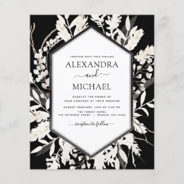 Boho Black Beige Botanische Hochzeit Flyer