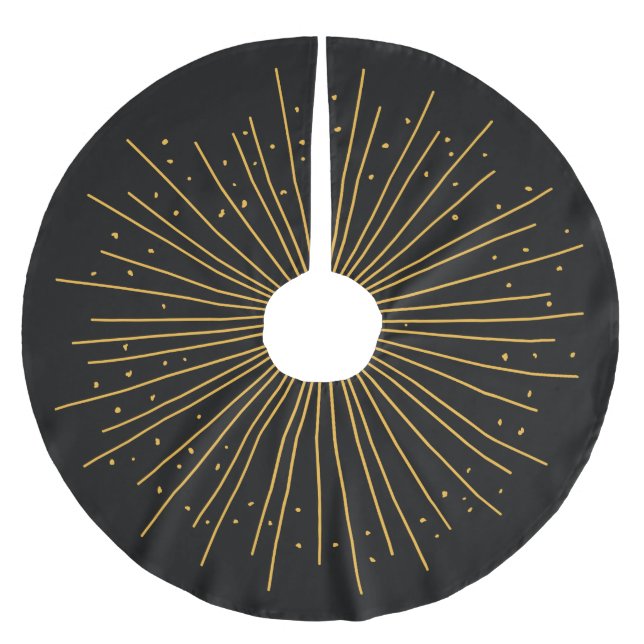 Boho Black Burst Polster Tree Rock Polyester Weihnachtsbaumdecke (Vorderseite)