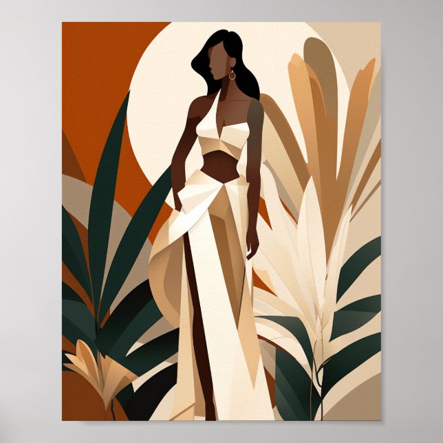 Boho Black Girl Boss Frau Faceless Wall Art Deco Poster (Vorne)