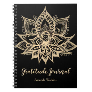 Boho Black Gold Lotus Blume Dankeschön Journal Notizblock