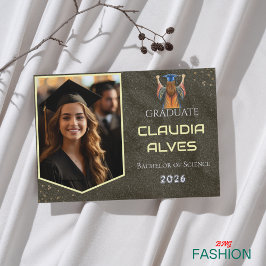 Boho Black & Gold Vintag mit Foto Abschluss Ankündigung