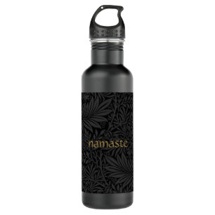Boho Black Gray Botanical Edelstahlflasche