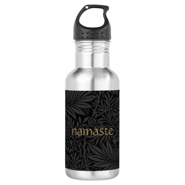 Boho Black Gray Botanical Edelstahlflasche (Vorderseite)