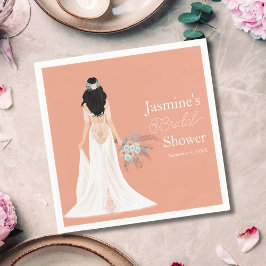 Boho Black Hair Brie mit Blume Serviette