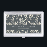 Boho Black Hand Drain Berufliche Blütenpraxis Visitenkarten Dose<br><div class="desc">Boho Modernes,  schwarz gezogenes,  florales Berufliches Business Card Case</div>