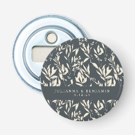 Boho Black Hand Drawn Bloral Wedding Custom Flaschenöffner